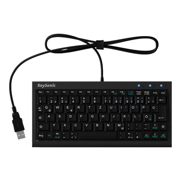 KEYSONIC ACK-3401U Super-Mini-Tastatur SoftSkin USB matt-schwarz X-Type-Membrantechnologie
