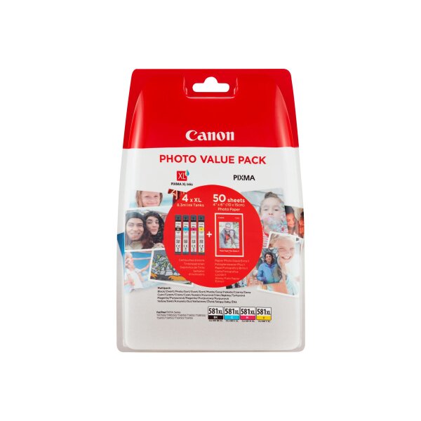CANON CLI 581XL C/M/Y/BK Photo Value Pack 4er Pack Schwarz, Gelb, Cyan, Magenta Tintenbehälter /