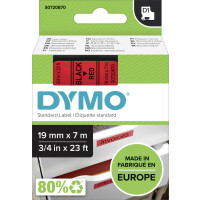 DYMO D1-Schriftband 19 mm x 7 m schwarz auf rot