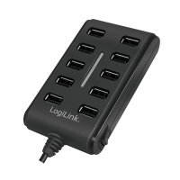 Logilink USB-Hub 10-Port mit Netzteil schwarz