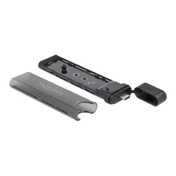 DELOCK Externes USB Type-C Combo Gehäuse für M.2 NVMe PCIe oder SATA SSD - werkzeugfrei
