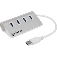 MANHATTAN Hub 4-Port 4xUSB3.0 Alu Strom: USB/Netzteil