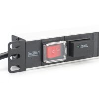 DIGITUS 48,3cm 19Zoll Steckdosenleiste 7fach mit Ueberspannungsschutz und Ein/Aus Schalter Aluprofil