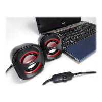 EQUIP Mini USB Lautsprecher f. Notebook u. PC, schwarz/rot