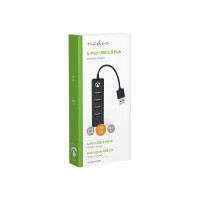 NEDIS UHUBU2420BK Schnittstellen-Hub USB 2.0 480 Mbit/s Schwarz (UHUBU2420BK)