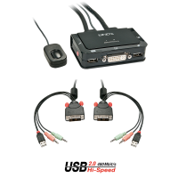 LINDY DVI KVM Switch Compact USB 2.0 Audio 2 Port