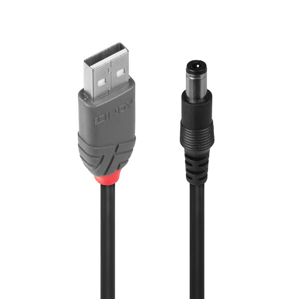 LINDY Adapterkabel USB A  5,5/2,5mm DC-Hohlstecker