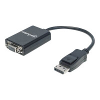 DisplayPort Male to VGA HD15 Female Adapter - 15 cm (6Inch) - Active - Black