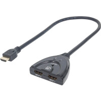 MANHATTAN HDMI-Switch HDMI 1.3b 2 Ports integriertes Kabel Unterstuetzt 1080p-Aufloesung 3D Deep Col
