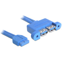Kabel Adapter DELOCK USB3.0 Pinheader Bu.>2x USB3.0 Bu. ""neben"" 0,45m [bu]