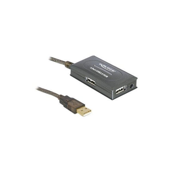 DELOCK Kabel USB 2.0 Verlaengerung+Hub aktiv 10m