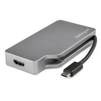 STARTECH.COM USB-C Video Adapter Multiport - Space Grau - 4-in-1 USB-C auf VGA DVI HDMI oder mDP Dis