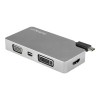 STARTECH.COM USB-C Video Adapter Multiport - Space Grau - 4-in-1 USB-C auf VGA DVI HDMI oder mDP Dis
