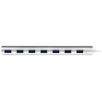 STARTECH.COM 7 Port kompakter USB 3.0 Hub mit eingebautem Kabel - Aluminium USB Hub - Silber
