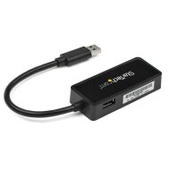 STARTECH.COM USB 3.0 Gigabit Ethernet Lan Adapter mit USB Port - Schwarz