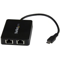 STARTECH.COM USB-C auf Dual-Gigabit Ethernet Adapter mit USB (Typ-A) Anschluss - USB Type-C Gigabit