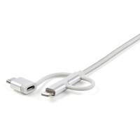 STARTECH.COM USB Lightning Kabel - USB-C Micro-B Laddekabel - 1m - geflochten - Silber - USB auf Lig