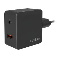 LOGILINK USB Wall Charger 2port,w/PD,USB-AF & USB-CF,18W,sch