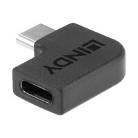 LINDY - USB-Adapter - USB-C (W) bis USB-C (M) gewinkelt - USB 3,2 Gen 2 - Schwarz (41894)