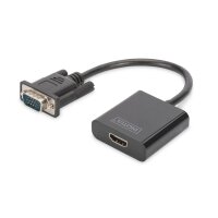 DIGITUS VGA to HDMI Konverter + Audio 3,5mm Full HD 1080p Kabeltyp 15cm schwarz