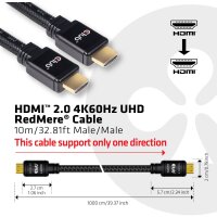 CLUB3D HDMI-Kabel A -> A 2.0 RedMere    4K60Hz UHD 10 Meter Polybeutel