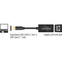 DELOCK Adapter SuperSpeed USB-C St > Gigabit LAN komp. schw.