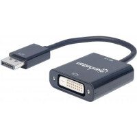 MANHATTAN DisplayPort 1.2a to DVI-D Adapter, DisplayPort 1.2a Male to DVI-D Female, Active, 23 cm (9