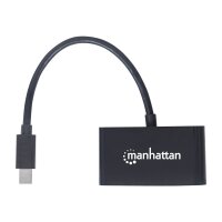 MANHATTAN 2-in-1 Mini-DisplayPort Adapter Mini-DisplayPort-Stecker auf HDMI/VGA-Buchse passiv Schwar