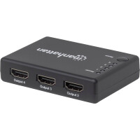 MANHATTAN 4K kompakter 4-Port HDMI-Splitter 4K30Hz Stromversorgung ueber Netzteil schwarz