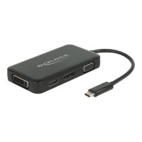 DELOCK Adapter USB Type-C Stecker > VGA / HDMI / DVI / DisplayPort Buchse schwarz