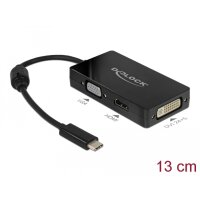 DELOCK Adapter USB Type-C Stecker > VGA / HDMI / DVI Buchse schwarz