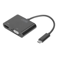 DIGITUS USB Type C zu HDMI + VGA Adapter 4K/30Hz / Full HD 1080p schwarz