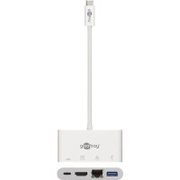 WENTRONIC Goobay USB-C Multiport Adapter HDMI + Ethernet, Weiß, 0.15m
