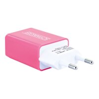 SCHWAIGER 230V Ladeadapter USB Weiß/Pink
