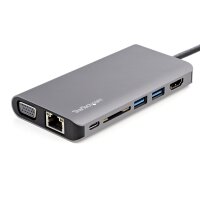 STARTECH.COM USB-C-Multiport-Adapter mit HDMI oder VGA und längerem angeschlossenen Kabel - 100W PD