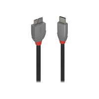 LINDY 0.5m USB 3.2 Typ C an Micro-B Kabel, Anthra Line