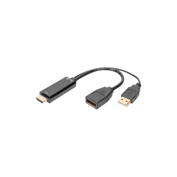 DIGITUS 4K HDMI Adapter - HDMI auf DisplayPort 0,2m schwarz