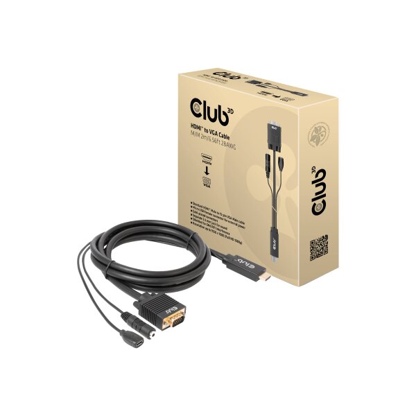 CLUB3D Kabel HDMI+Micro-USB-Buchse > VGA+3,5mm  2m  St/Bu retail