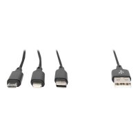 ASSMANN USB Ladekabel USB A - Lightning+micro B+Type-C 1m 3in1 cable cotton CE bl
