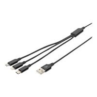 ASSMANN USB Ladekabel USB A - Lightning+micro B+Type-C 1m 3in1 cable cotton CE bl