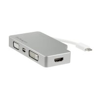 STARTECH.COM Aluminium Reise A/V Adapter 4-in-1 USB-C auf VGA, DVI, HDMI oder mDP - USB Type-C Adapt