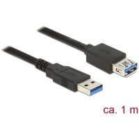 DELOCK Verlängerungskabel USB 3.0 Typ-A Stecker > USB 3.0 Typ-A Buchse 1,0 m schwarz