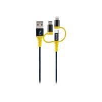 SCHWAIGER Ladekabel USB 2.0 A > 3-in-1 1,2m schwarz/gelb