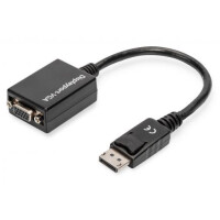 ASSMANN Adapterkabel DisplayPort Stecker auf VGA HD15 Buchse 0,15m AWG28 doppelte Schirmung