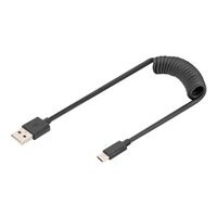 DIGITUS USB Type A to USB Type C Spring cable TPE USB 2.0 PD60W Max 1m