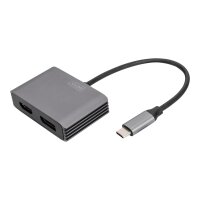 DIGITUS USB-C - DP + HDMI Adapter 20cm 4K/30Hz silver...