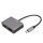 DIGITUS USB-C - DP + HDMI Adapter 20cm 4K/30Hz silver aluminum housing