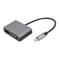 DIGITUS USB-C - DP + VGA Adapter 20cm 4K/30Hz silver aluminum housing