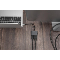 DIGITUS USB-C - DP + VGA Adapter 20cm 4K/30Hz silver aluminum housing