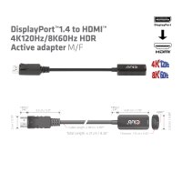 CLUB3D Adapter DisplayPort 1.4 > HDMI HDR 8K60 Hz aktiv retail